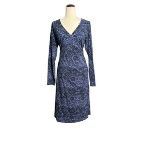 Soft Surroundings Purple Paisley Floral Long-Sleeve Faux Wrap Dress Size XL